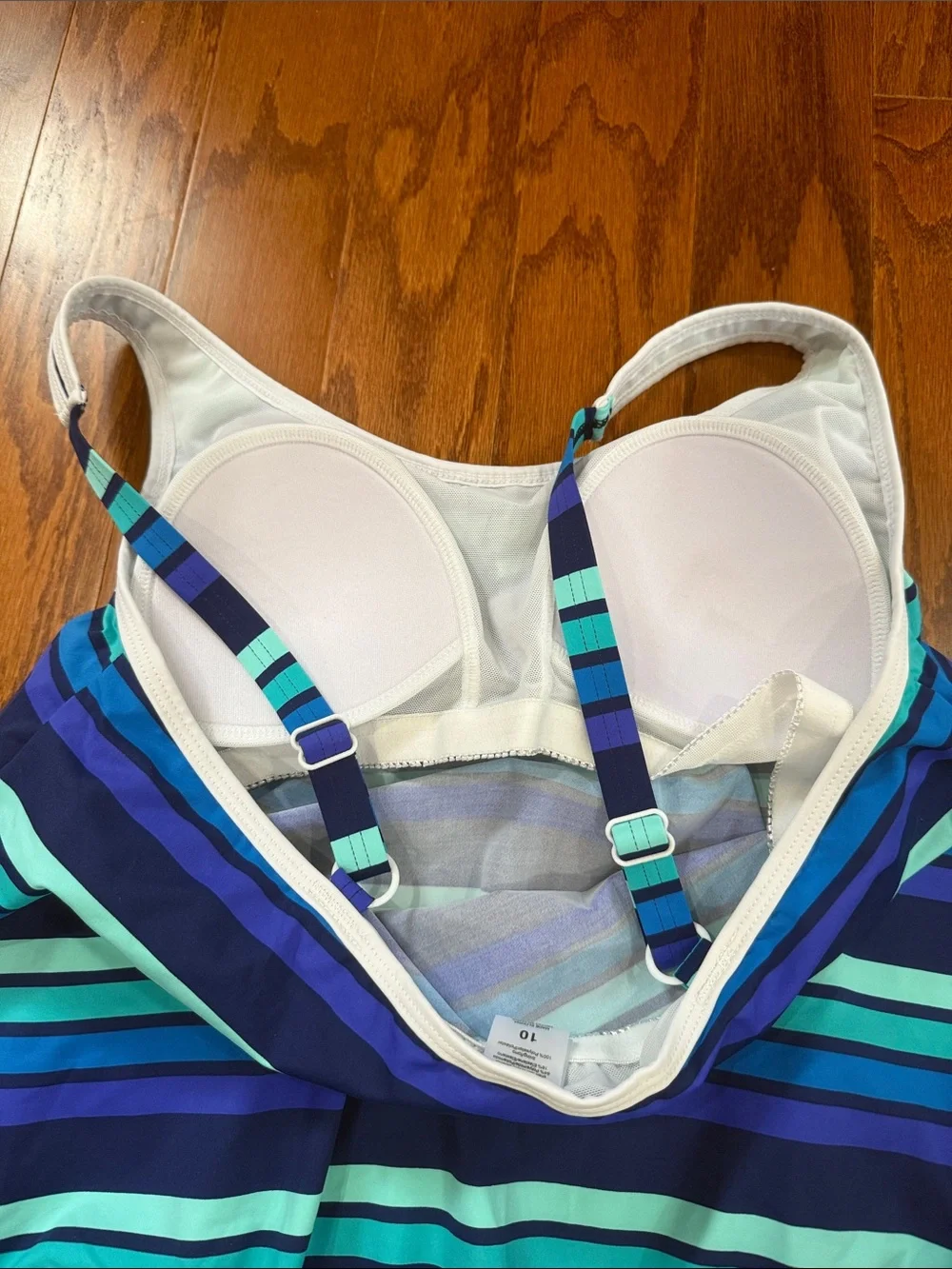 VENUS Blouson Tankini Top Blue Stripe Swim Top Size 10 NWOT